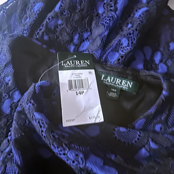 Ralph Lauren Dress Sheath Lace Overlay Royal Blue Cocktail Sleeveless - Picture 13 of 15